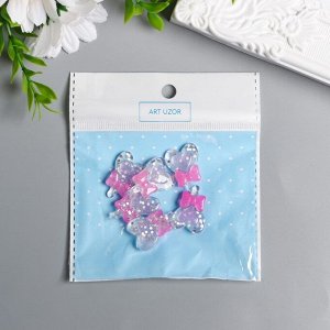 Декор для творчества пластик "Леденец-сердечко с розовым бантом" 2,5х1,8 см