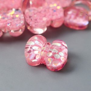 Декор для творчества пластик "Нежно-розовый бантик" кристалл 1х1,4 см