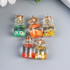 Подвеска для творчества стекло, пластик «Фрукты в колбе», 2.8x1.5 см, МИКС