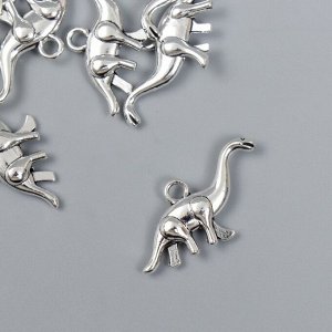 Декор металл для творчества "Динозавр" серебро 2968 1,6х2,5 см