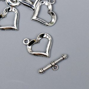 Декор металл для творчества замочек "Сердце" серебро 1393M016 1,8х1,7 см