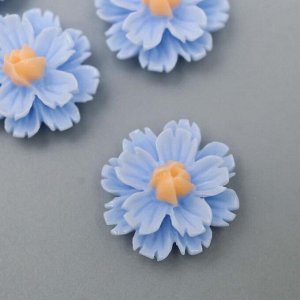 Кабошон "Цветочек", цвет голубой 13 мм