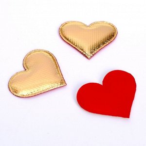 Сердечки декоративные «2 цвета в 1», набор 15 шт, размер 1 шт 3,5 ? 3 см, цвет красный, золото
