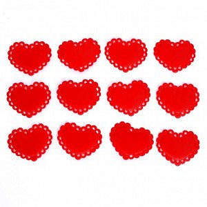 Сердечки декоративные, на клеевой основе, набор 10 шт., размер 1 шт: 5 x 4 см, цвет красный