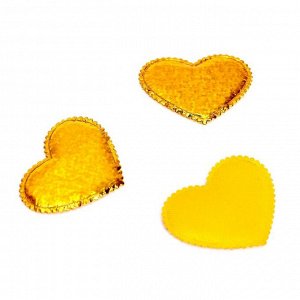 Сердечки декоративные, набор 10 шт., размер 1 шт: 4,5 x 3,1 см, цвет золотой переливающийся