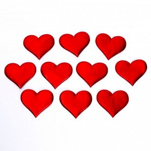Сердечки декоративные, набор 10 шт., размер 1 шт: 5 ? 4,5 см, цвет красный с отливом