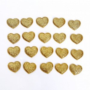 Сердечки декоративные, набор 20 шт., размер 1 шт: 2,5 x 2,2 см, цвет золотой