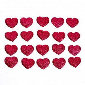 Сердечки декоративные, набор 20 шт., размер 1 шт: 2,5 ? 2,2 см, цвет фуксия