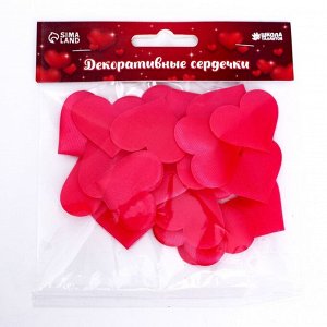 Сердечки декоративные, набор 20 шт., размер 1 шт: 3,5 x 2,7 см, цвет розовый