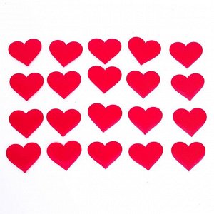 Сердечки декоративные, набор 20 шт., размер 1 шт: 3,5 x 2,7 см, цвет розовый