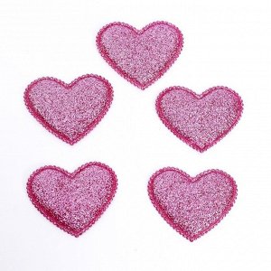 Сердечки декоративные, набор 5 шт., размер 1 шт: 5,3 x 5 см, цвет розовый