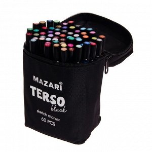 Набор двусторонних маркеров для скетчинга Mazari Terso Black, 60 цветов