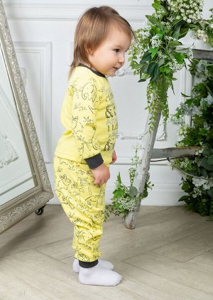Кофточка+штанишки комплект детский хлопок Слоники цвет Желтый