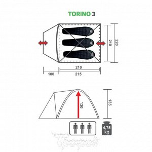 Палатка треккинговая TORINO-3 Premier Fishing