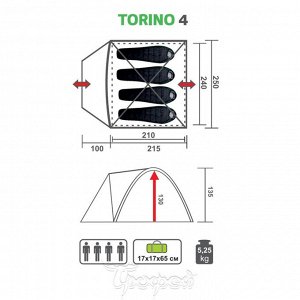 Палатка туристическая TORINO-4 Premier Fishing