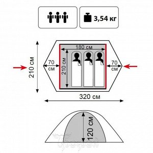 Туристическая палатка LITE TOURIST 3 TLT-002 Tramp