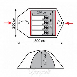 Палатка LITE CAMP 4 TLT-022.06 Tramp