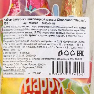 Набор фигур из шоколадной массы Chocoland "Пасха", 100 г