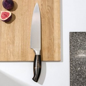 Нож кухонный Доляна Zeus, шеф, 20 см, цвет чёрный
