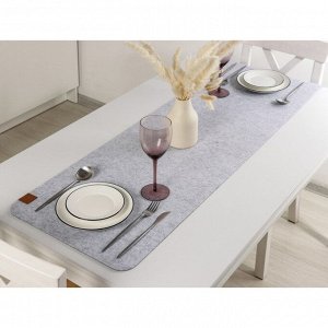 Дорожка на стол Доляна «Грэй», 40x150 см, толщина 4 мм, цвет светло-серый