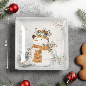 Блюдо сервировочное Доляна «Рождественский снеговик», 15?15 см