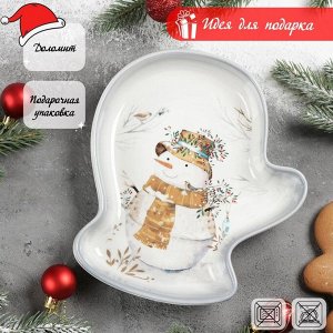 Блюдо сервировочное Доляна «Рождественский снеговик», 20?18?3 см
