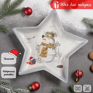 Блюдо сервировочное Доляна «Рождественский снеговик», 25*23,5*3,3 см