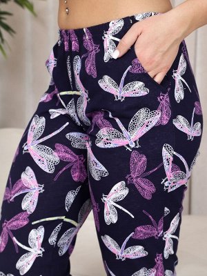 Пижама с брюками "Стрекоза" лила (М-847)