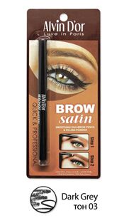ALVIN D'OR P-5 Дуэт для бровей карандаш+пудра BROW SATIN (тон 03 - Dark Grey)