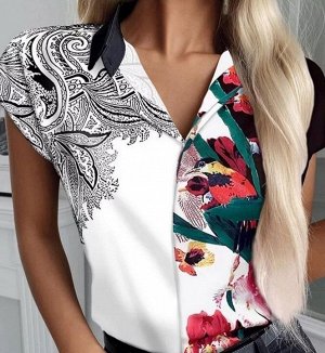 Блузка ✔ Ткань лайт с принтом
В современном женском гардеробе многочисленные топы, блузоны, туники, рубашки и блузы, как правило, выступают в роли основных предметов, уверенно обгоняя по популярности 
