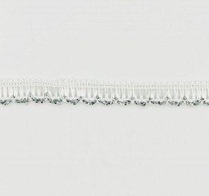 11811-S Тесьма декоративная. ш. 1 см. цв. Белый с серебром (25 ярдов)