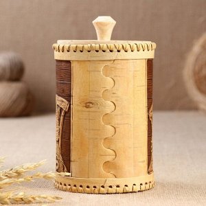 Туес береста «Дедушка и бабушка: сахар», банка для сыпучих, 10x17.5 см