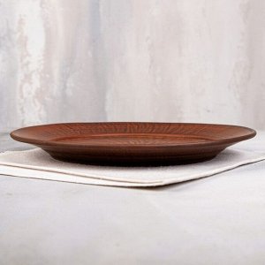 Тарелка "Глинка", плоская, гладкая, красная глина, 26 см