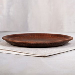Тарелка "Глинка", плоская, гладкая, красная глина, 20 см