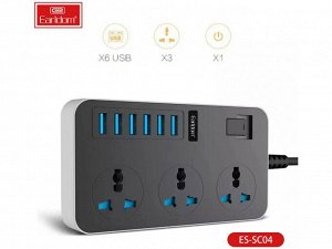 NEW ! Удлинитель розетка сетевой фильтр USB зарядка 3х розетки + 6 USB 3.1A (EU)