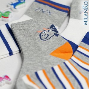 Детские хлопковые носки  "Дино сине-оранжевые" MilanKo D-222