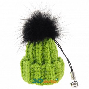 Брелок Брелок шапочка вязаная Зеленый - очаровательный, мягкий, пушистый брелок – шапочка с помпоном. Брелок послужит прекрасным декором для вашей сумочки, рюкзака, ключей, для телефона. Размеры образ