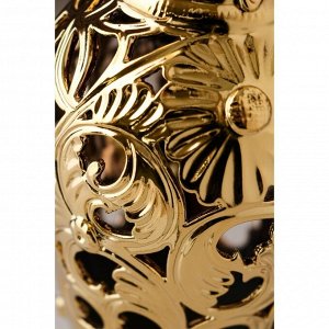 Ваза керамическая "Кокетка-цветы", настольная, сквозная резка, булат, золото 27 см