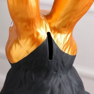 Копилка "Зайчик в золотой маске", черная, керамика, 41 см