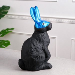 Копилка "Зайчик в голубой маске", черная, керамика, 40 см