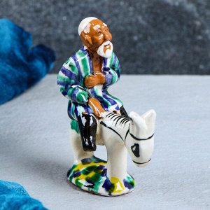 Фигурка керамическая Узбек на осле, 11 см