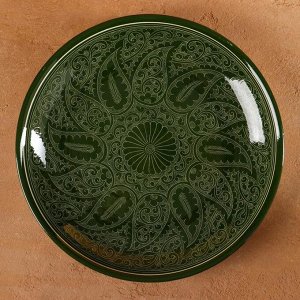 Ляган Риштанская Керамика "Узоры", 27 см, зелёный