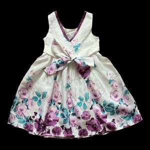 Нарядное платье для принцессы белое с розовыми цветами