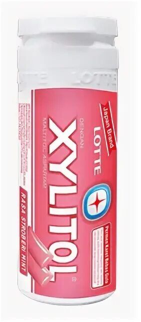 Резинка жевательная Xylitol Strawberry Mint "Клубника и мята", Thai Lotte, 29г, пл/бан