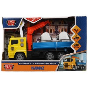 KAMCRN-17PLCN-YEBU Машина пластик свет-звук KAMAZ МАНИПУЛЯТОР 17 см, плат, инерц, желт, кор. Технопарк в кор.2*36шт