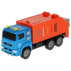 KAMGARB-17PL-BUOG Машина пластик свет-звук KAMAZ МУСОРОВОЗ 17 см, бачок, инерц, син, кор. Технопарк в кор.2*36шт