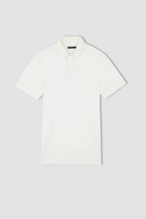 Хлопковая футболка из чесаного хлопка с короткими рукавами и воротником-поло Modern Fit
