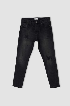 DEFACTO Рваные джинсовые брюки Carrot Fit с нормальной талией и трубчатыми штанинами