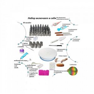 Кондитерский набор для украшения тортов и кексов, кондитерские инструменты, 122 шт +подставка
