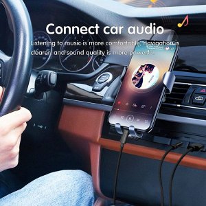 Переходник Аудио-кабель Earldom AUX 43 iOS Lightning - Jack 3.5 + Зарядка USB 1.2м черный